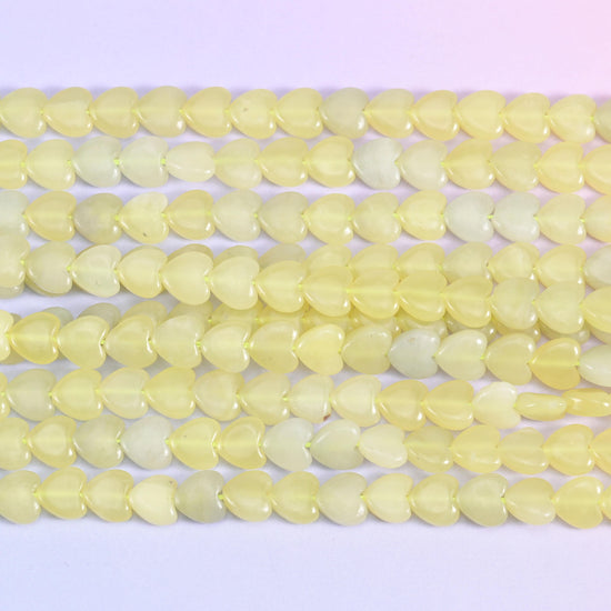 Lemon Jade Heart Beads 6mm Strand for Jewelry Making