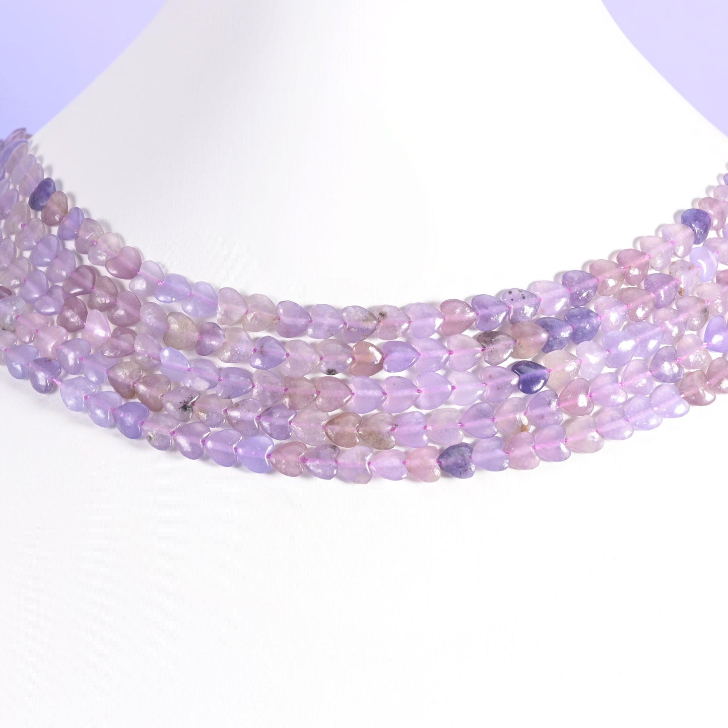 Purple Lepidolite Heart Beads 6mm Strand for Jewelry Making
