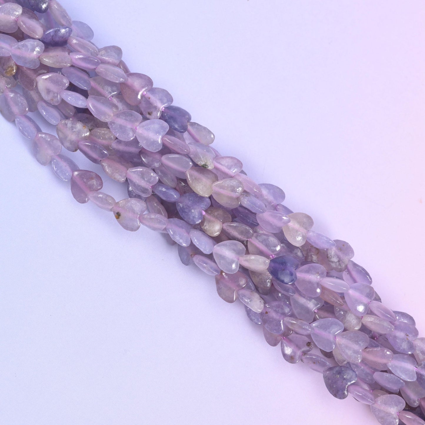 Purple Lepidolite Heart Beads 6mm Strand for Jewelry Making