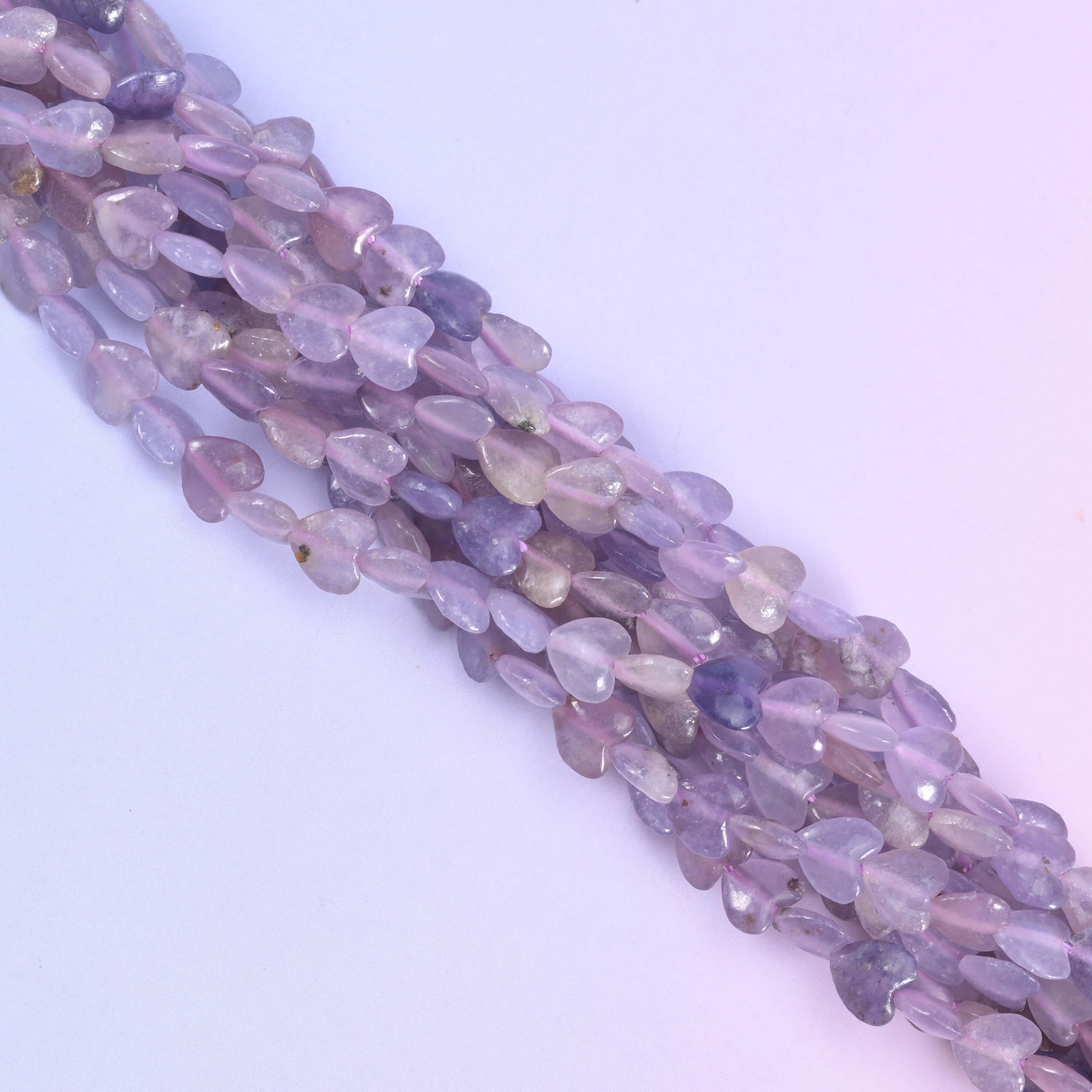 Purple Lepidolite Heart Beads 6mm Strand for Jewelry Making