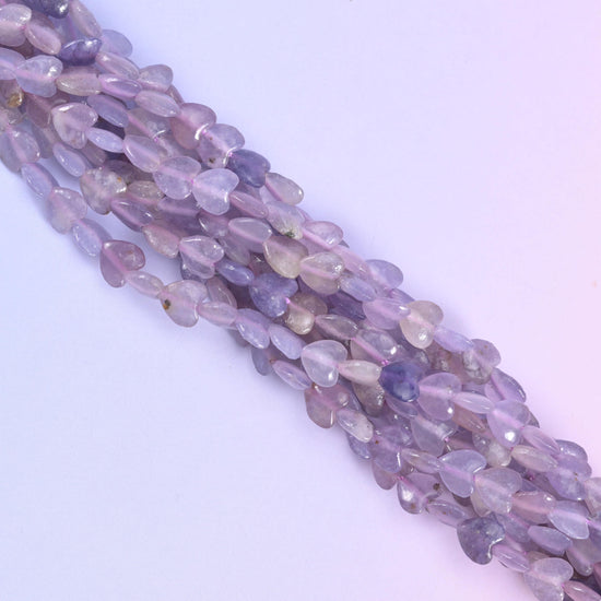 Purple Lepidolite Heart Beads 6mm Strand for Jewelry Making