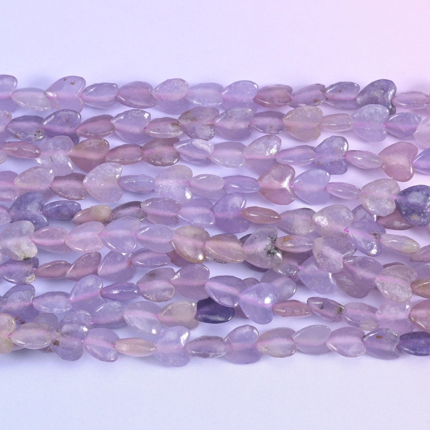 Purple Lepidolite Heart Beads 6mm Strand for Jewelry Making