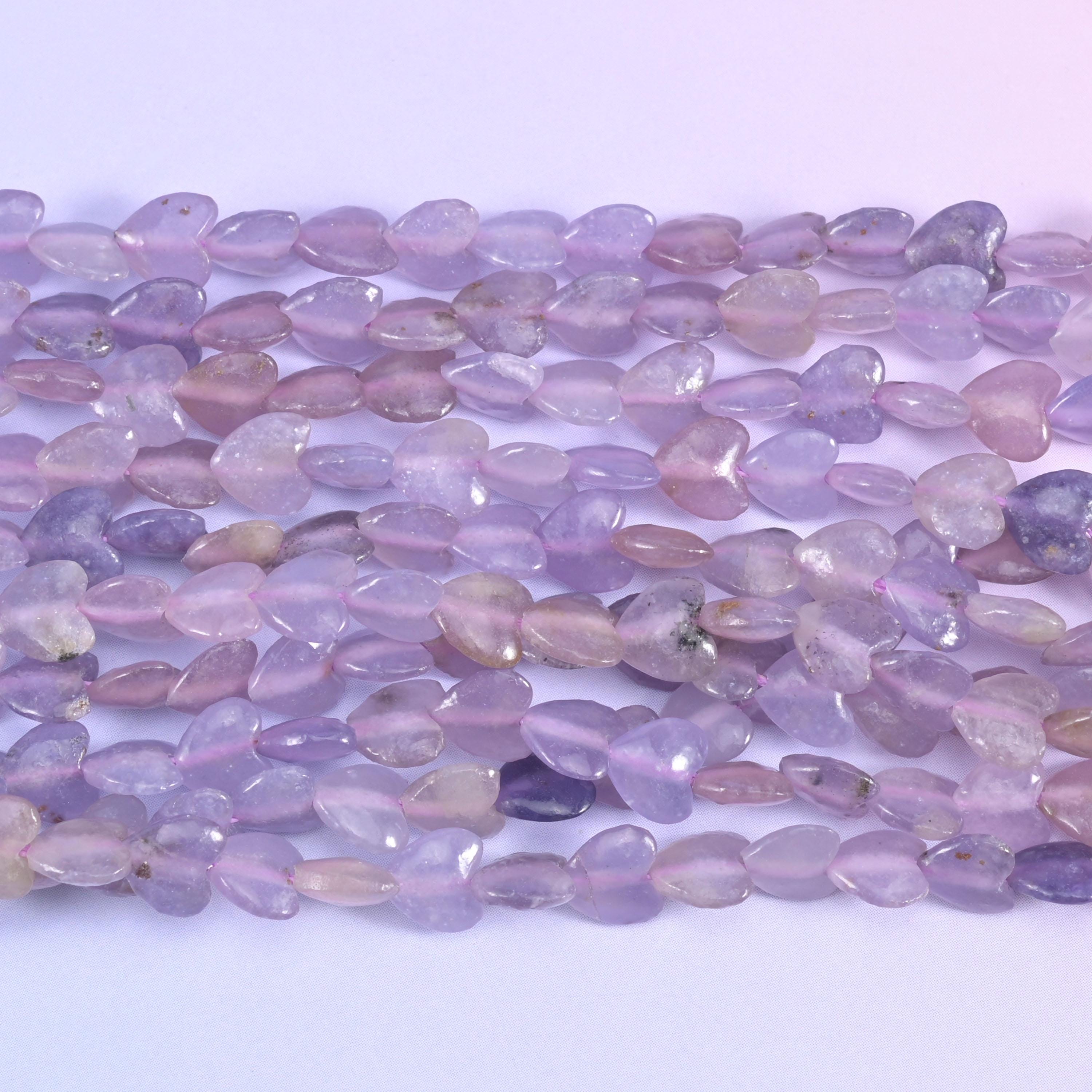 Purple Lepidolite Heart Beads 6mm Strand for Jewelry Making