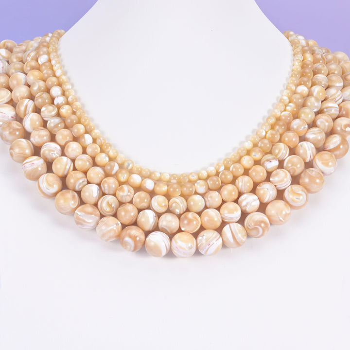 Trochus Shell Smooth Round Beads 4mm 6mm 8mm 10mm 12mm Jewelry Making 15.5 Inch Strand