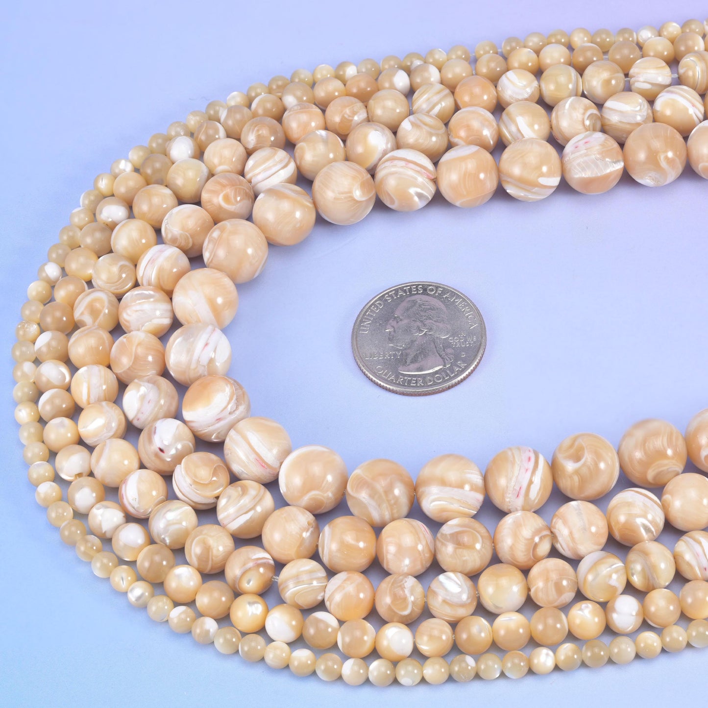 Trochus Shell Smooth Round Beads for Jewelry Making
