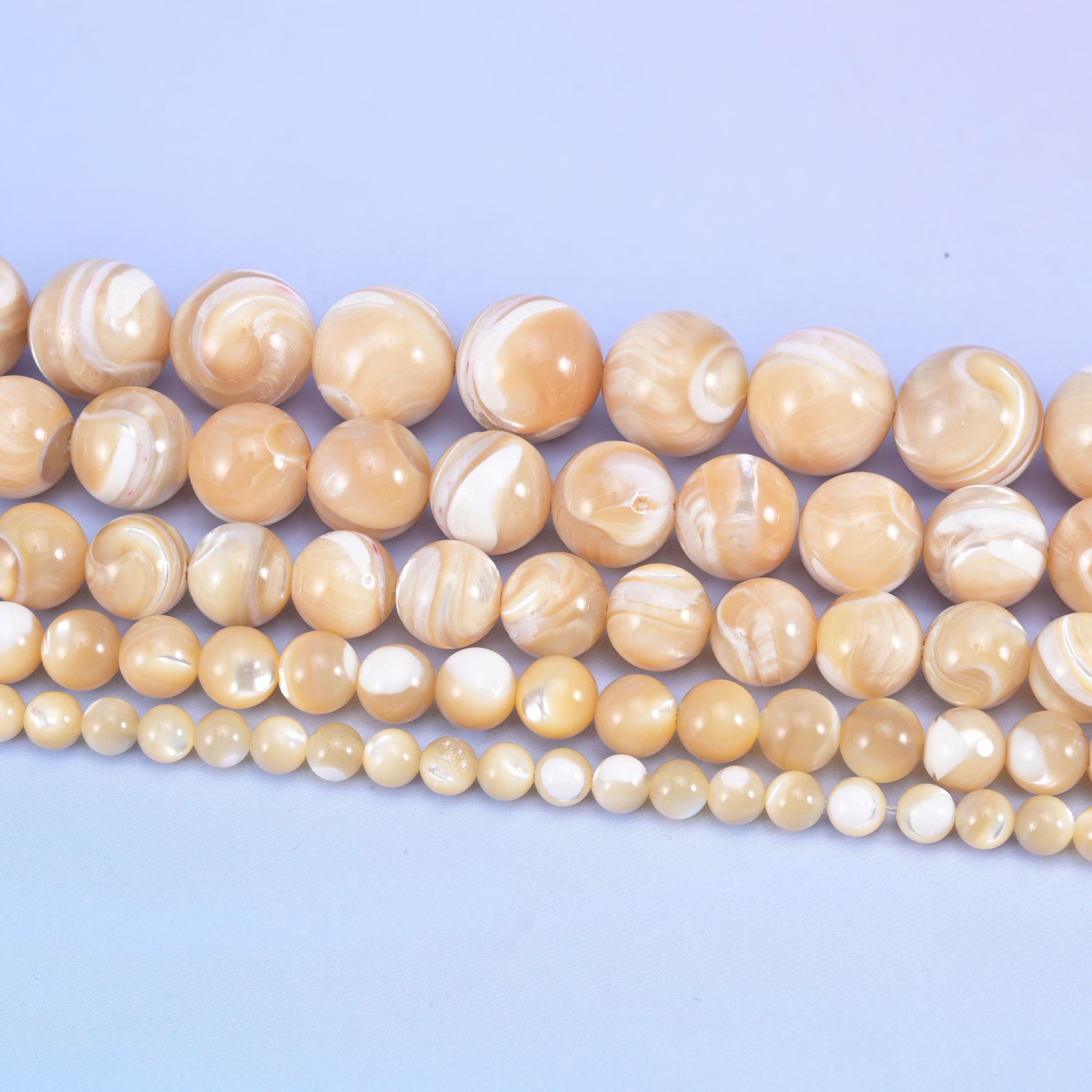 Trochus Shell Smooth Round Beads for Jewelry Making