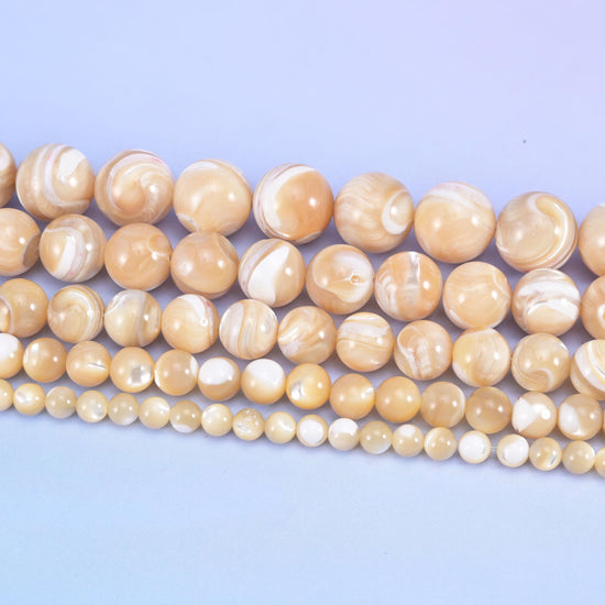 Trochus Shell Smooth Round Beads for Jewelry Making