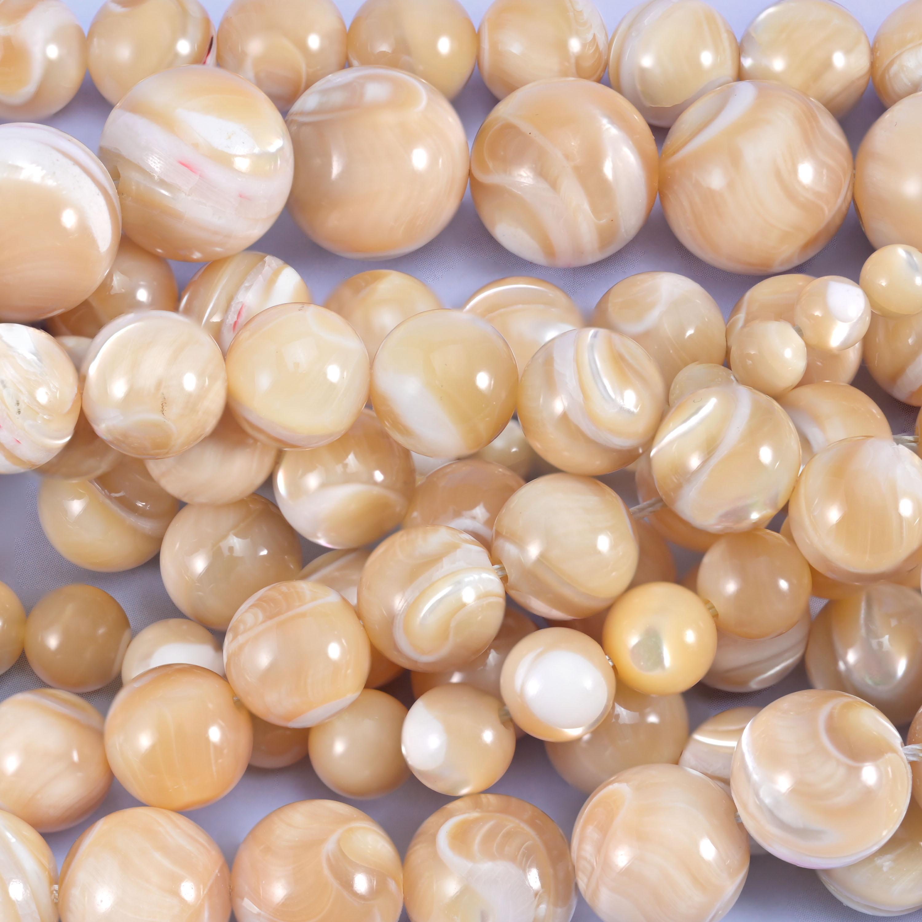 Trochus Shell Smooth Round Beads for Jewelry Making