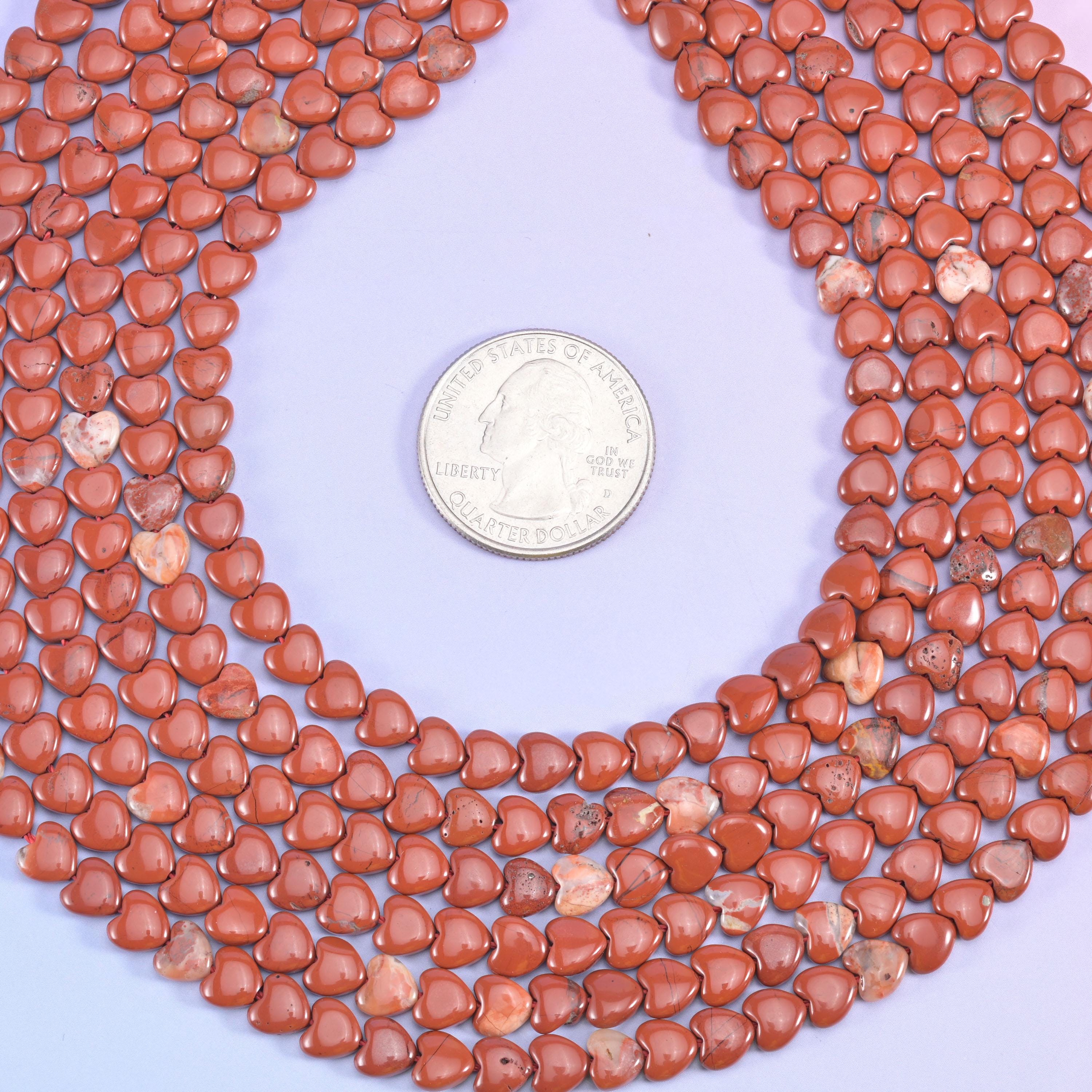 Red Jasper Heart Beads