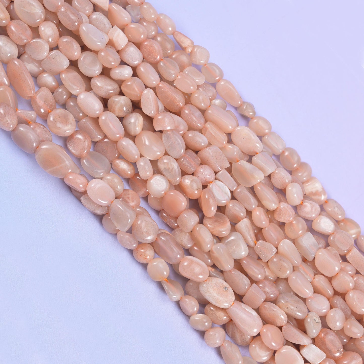 Peach Moonstone Pebble Nugget Beads 6-8mm Jewelry Strand