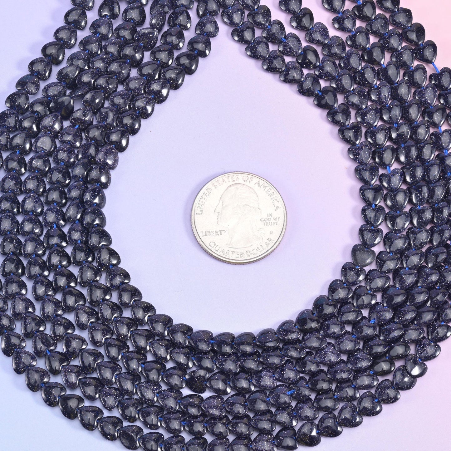 Blue Sandstone Heart Beads 6mm Strand for Jewelry Making
