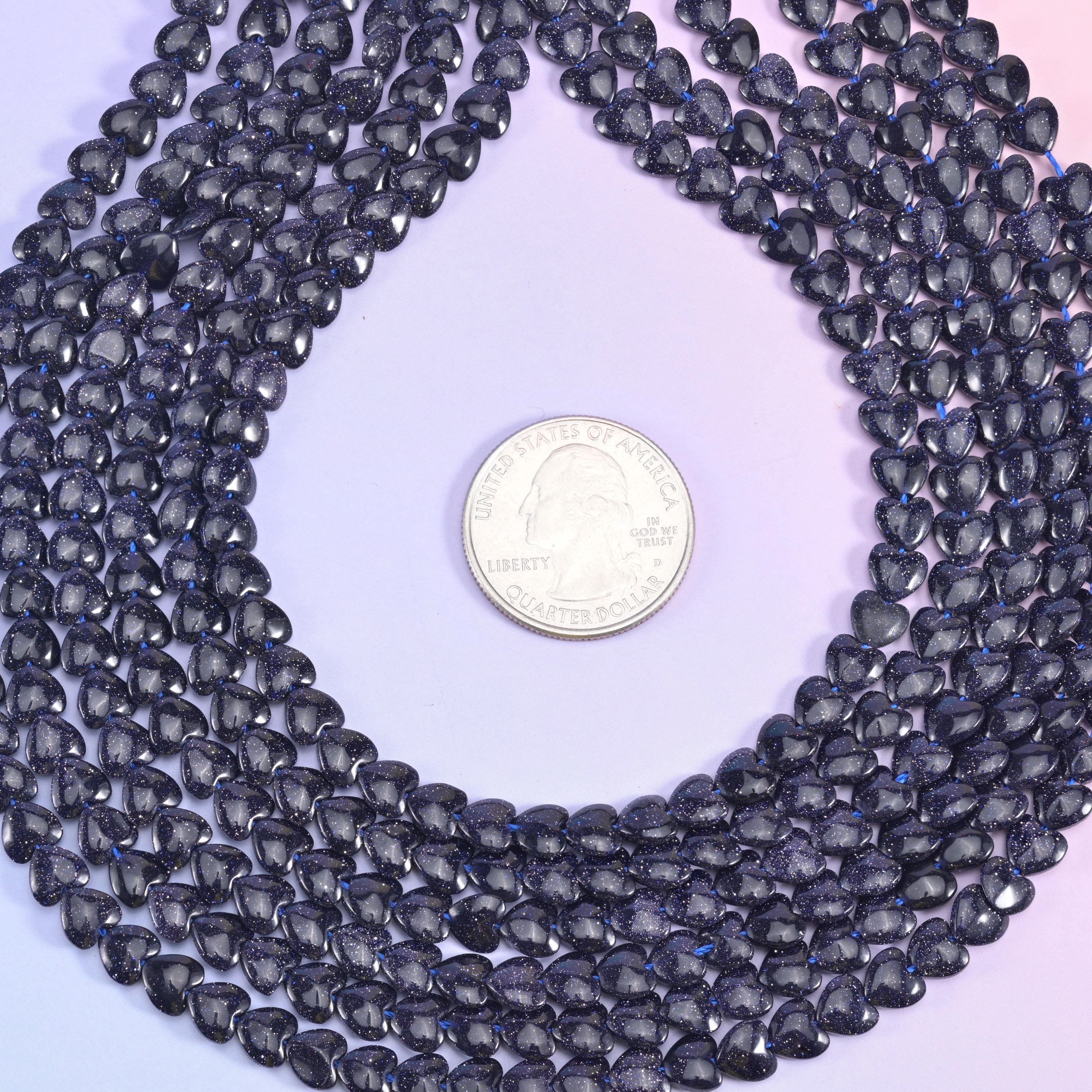 Blue Sandstone Heart Beads 6mm Strand for Jewelry Making
