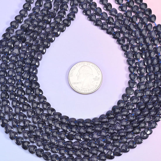Blue Sandstone Heart Beads 6mm Strand for Jewelry Making