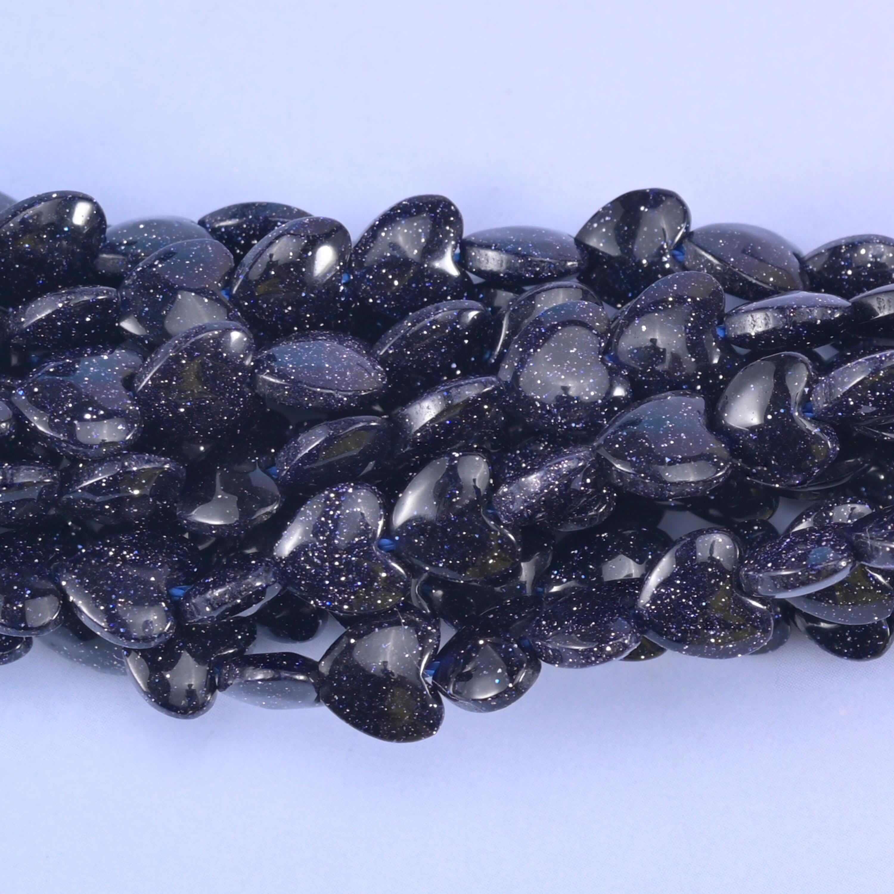 Blue Sandstone Heart Beads
