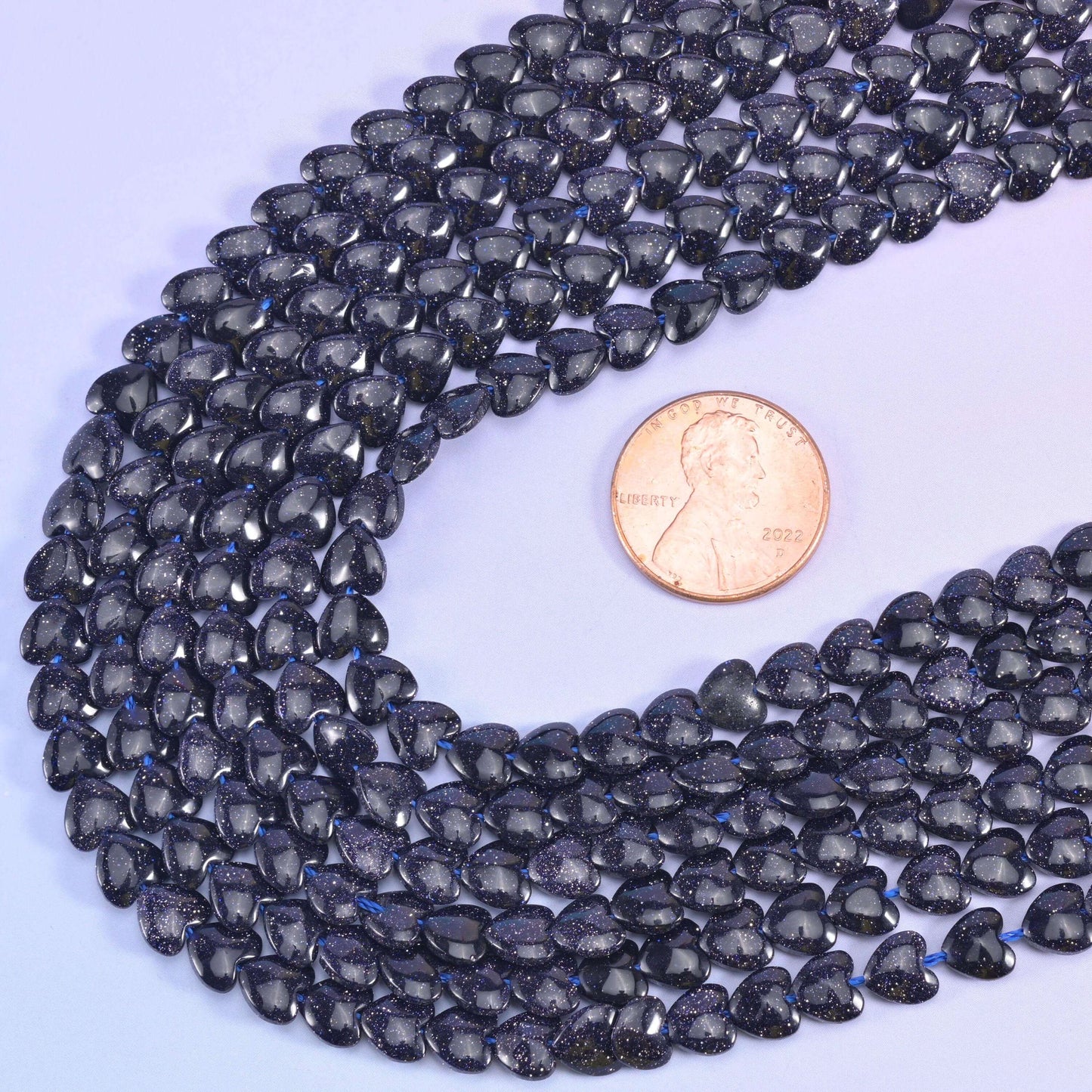 Blue Sandstone Heart Beads
