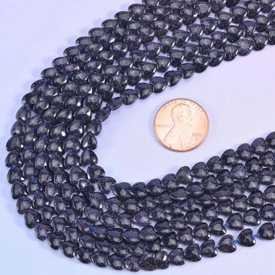 Blue Sandstone Heart Beads