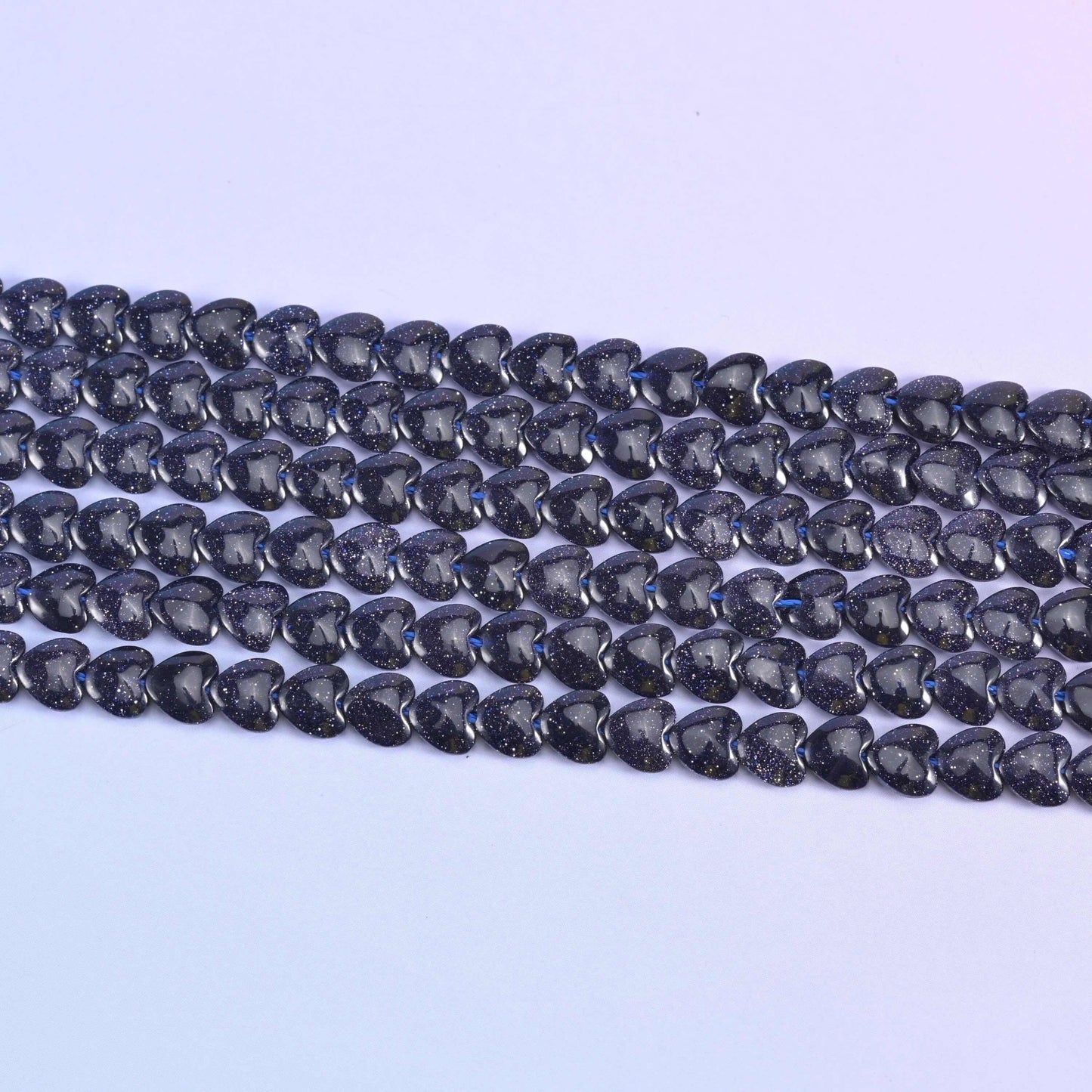 Blue Sandstone Heart Beads