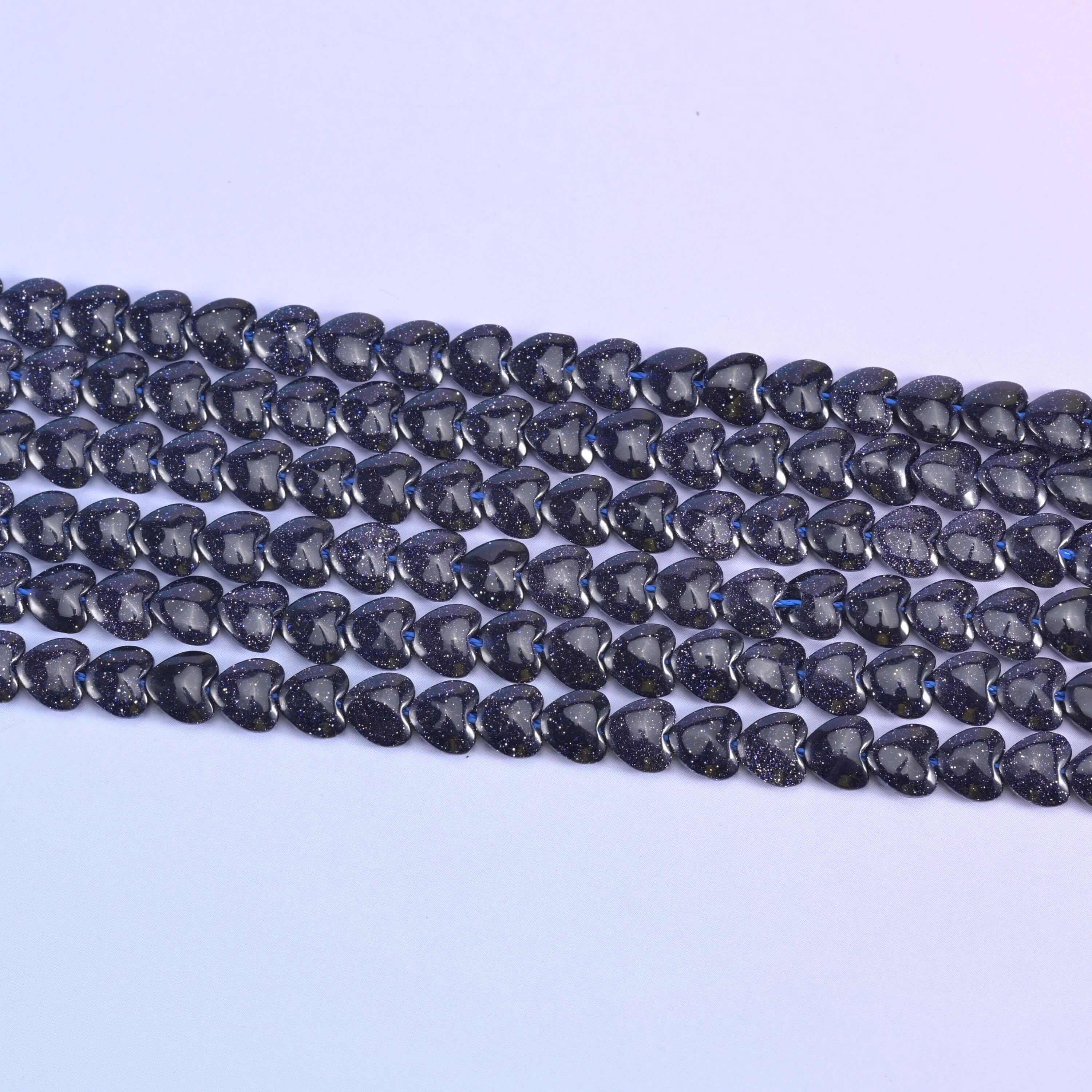 Blue Sandstone Heart Beads