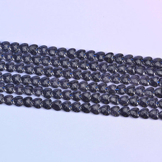 Blue Sandstone Heart Beads