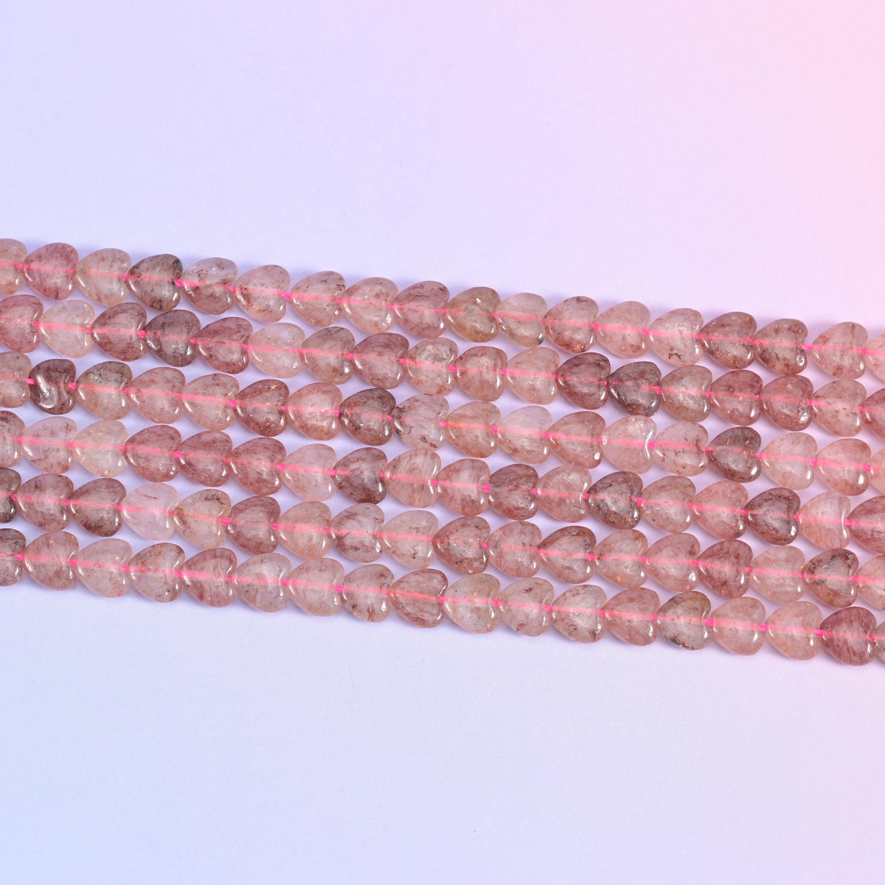  Strawberry Quartz Heart Beads