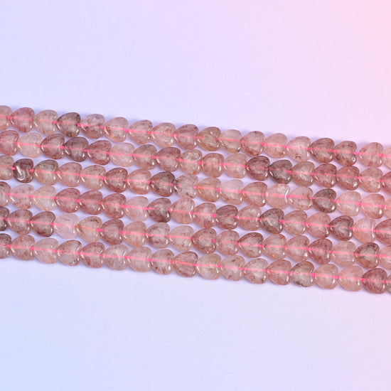  Strawberry Quartz Heart Beads