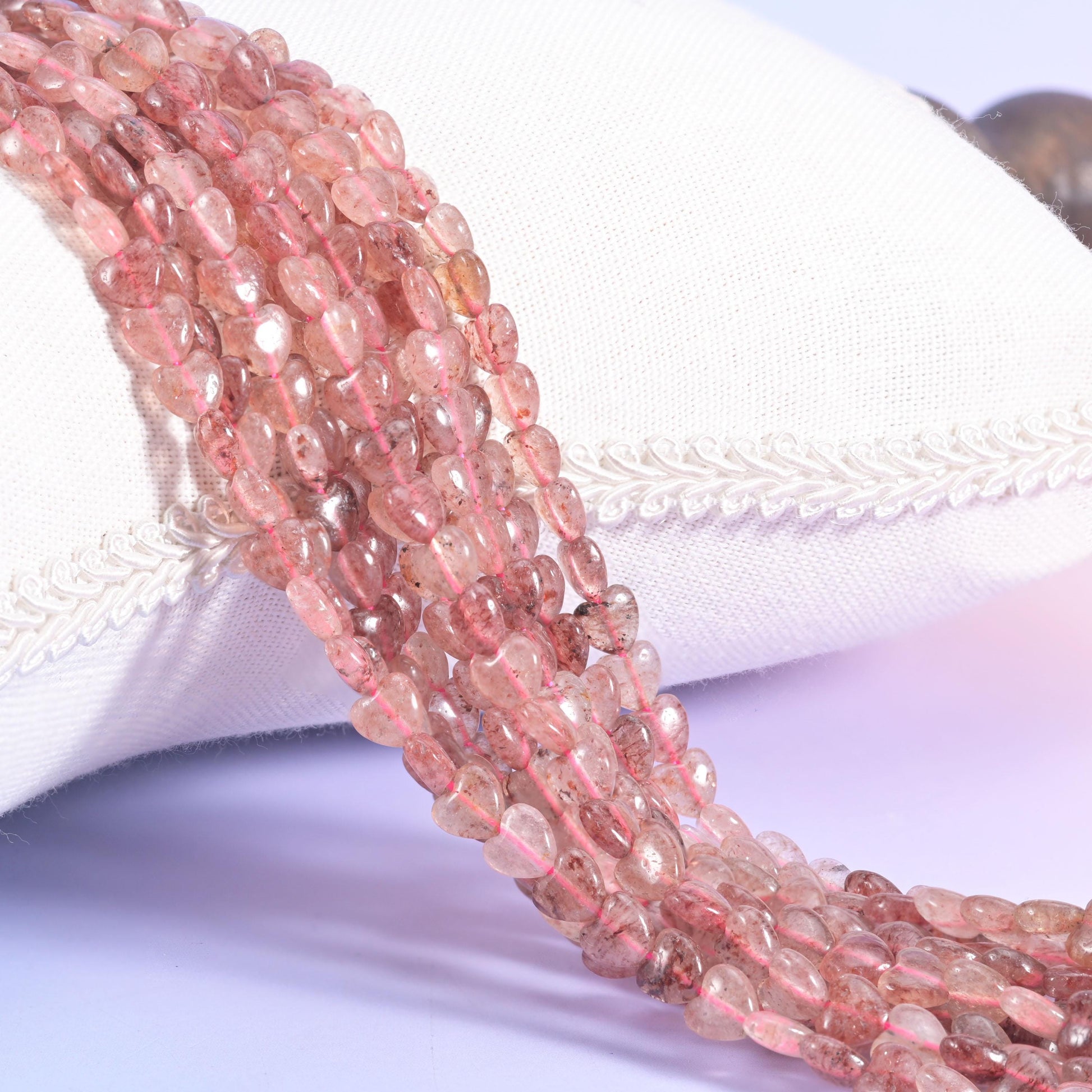 Strawberry Quartz Heart Beads