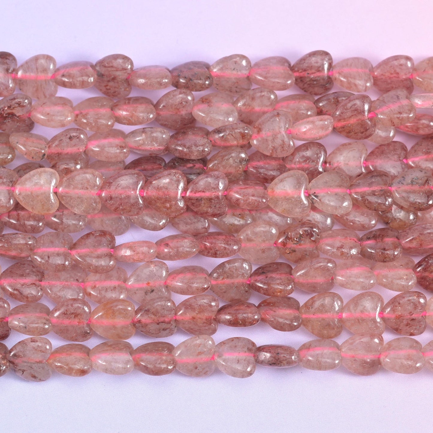 Strawberry Quartz Heart Beads 6mm Strand for Jewelry Making