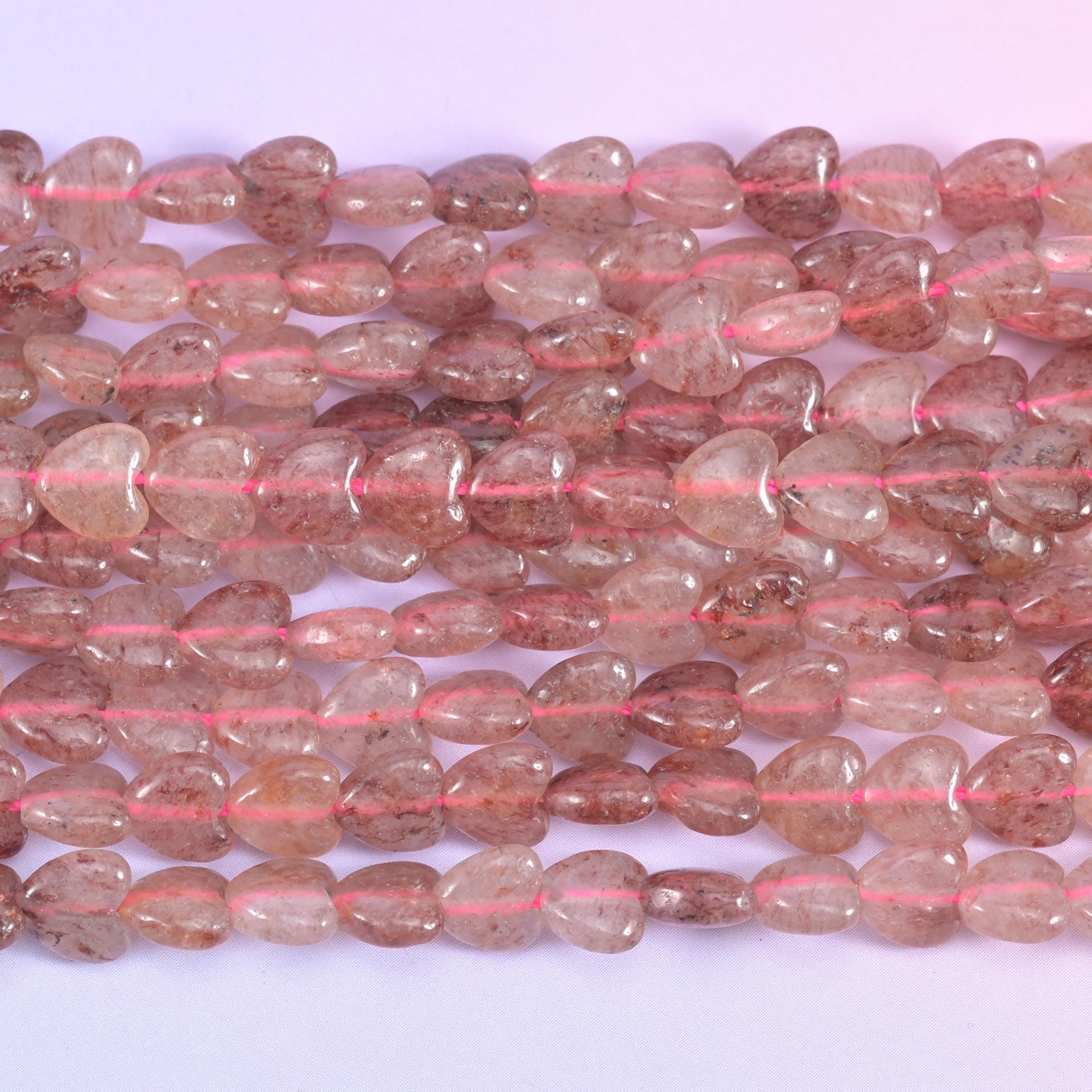 Strawberry Quartz Heart Beads 6mm Strand for Jewelry Making