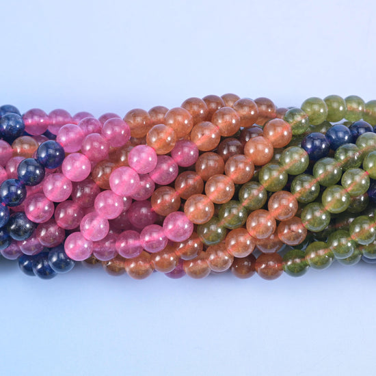 Tourmaline Color Dyed Jade Beads Round 6mm–12mm