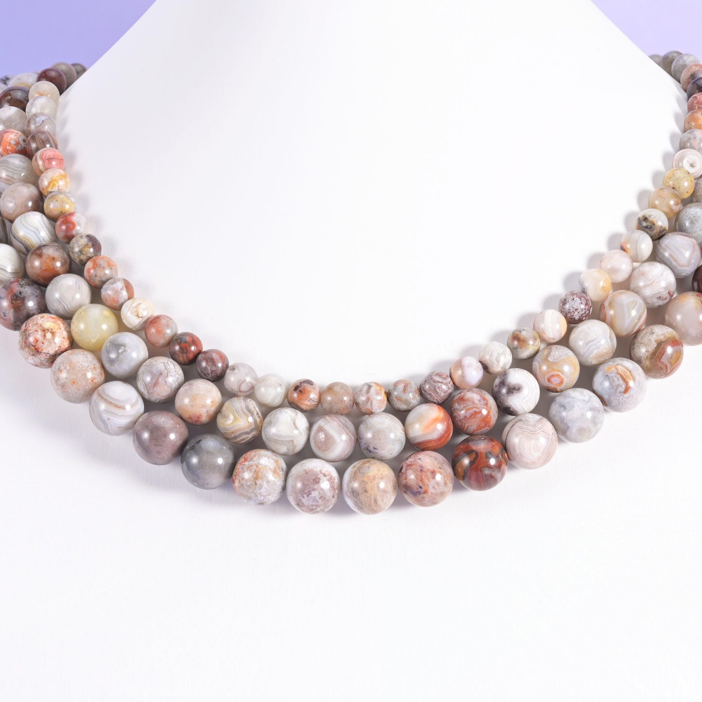 Mexican Crazy Agate Smooth Round Beads 6mm 8mm 10mm Jewelry Making 15.5 Inch Strand