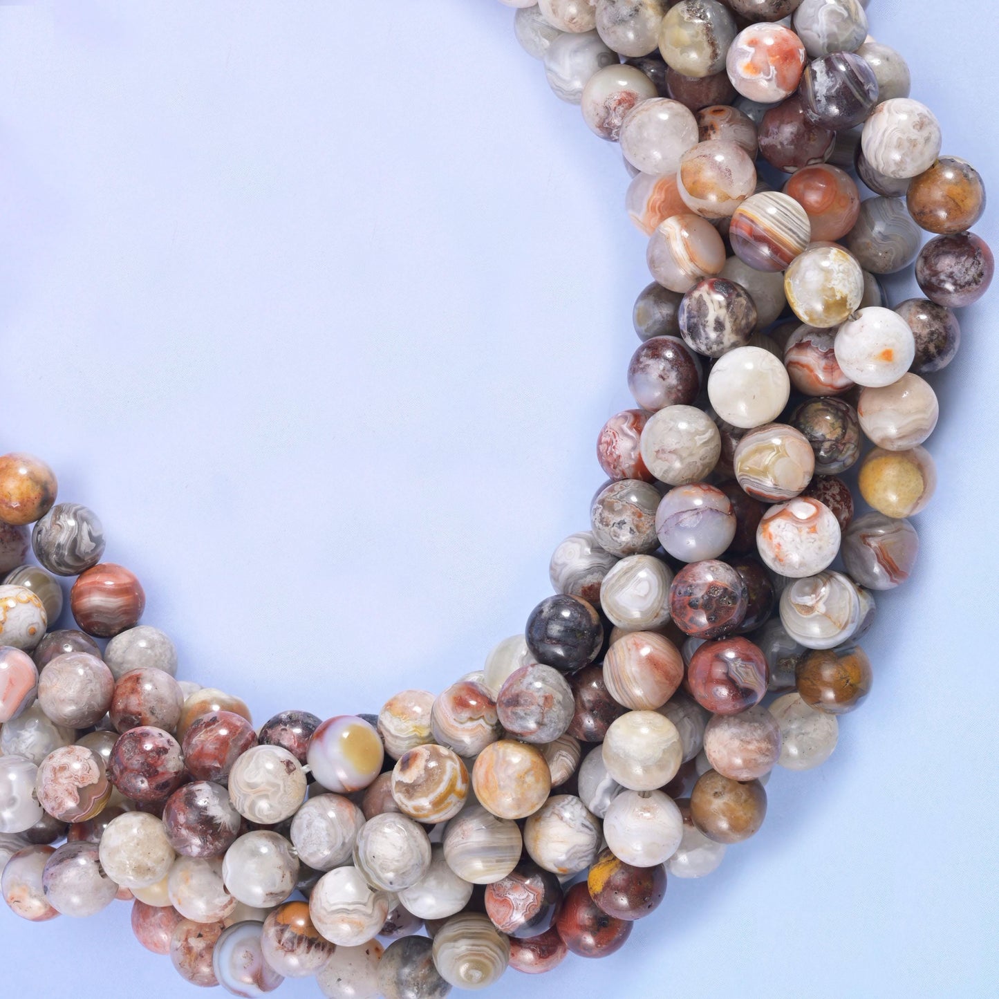 Mexican Crazy Agate Smooth Round Beads 6mm 8mm 10mm Jewelry Making 15.5 Inch Strand