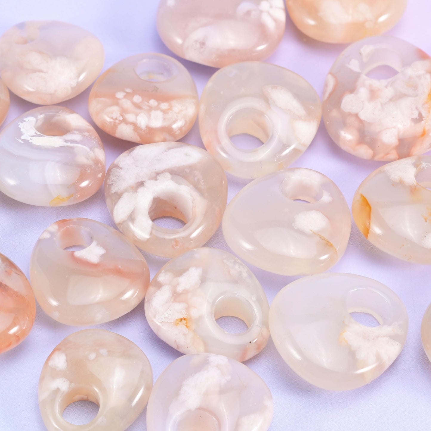 Sakura Flower Agate Crystal Donuts Size 30-42mm DIY Crystal Pendant Size 19-24mm Pocket Stones