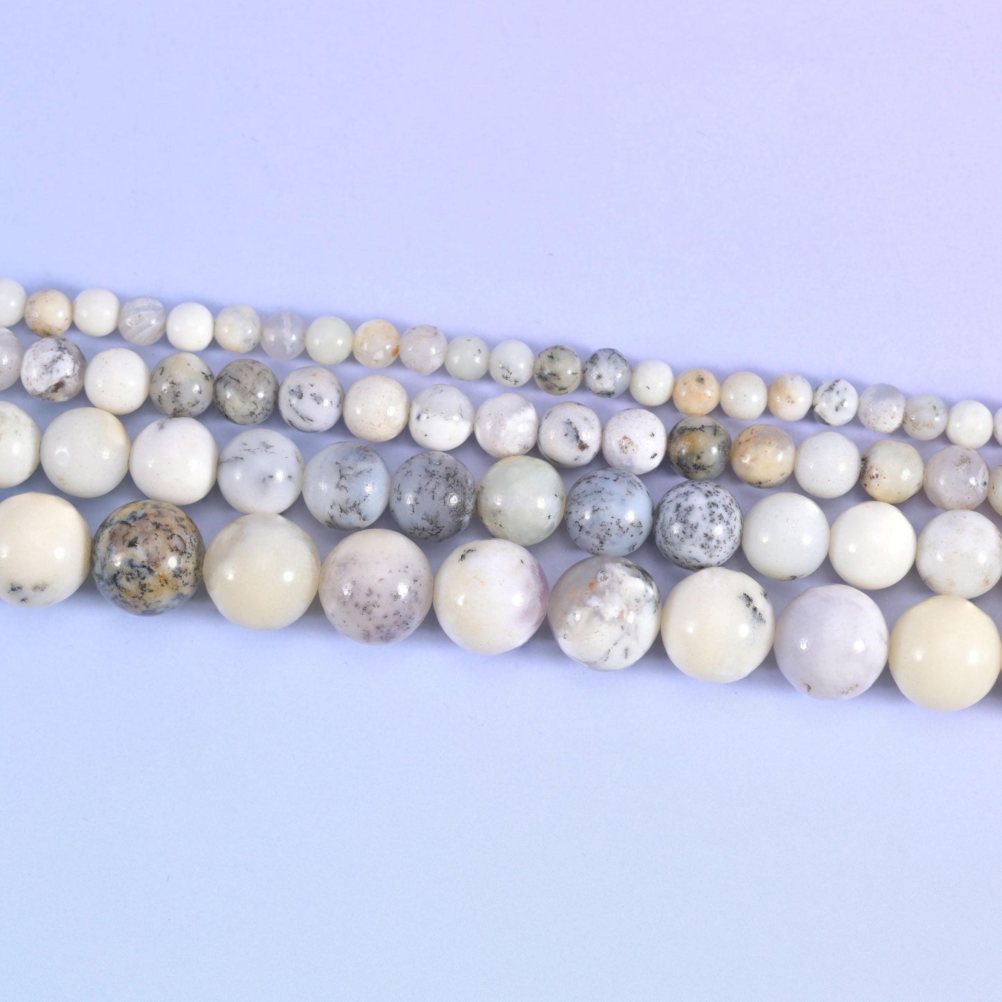 White Opal Smooth Round Beads 4mm 6mm 8mm 10mm Jewelry Making 15.5 Inch Strand