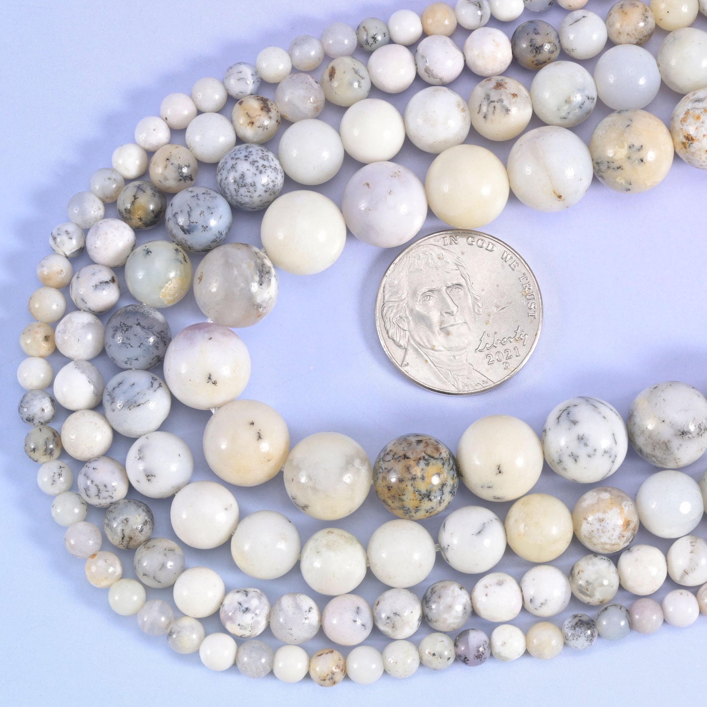 White Opal Smooth Round Beads 4mm 6mm 8mm 10mm Jewelry Making 15.5 Inch Strand