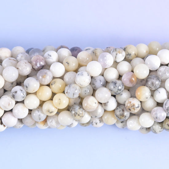White Opal Smooth Round Beads 4mm 6mm 8mm 10mm Jewelry Making 15.5 Inch Strand