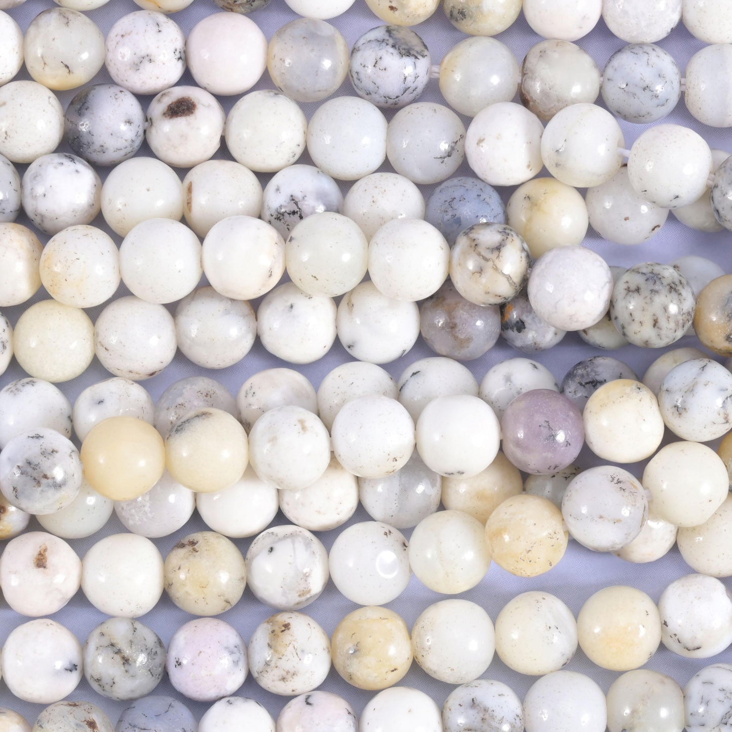 White Opal Smooth Round Beads 4mm 6mm 8mm 10mm Jewelry Making 15.5 Inch Strand