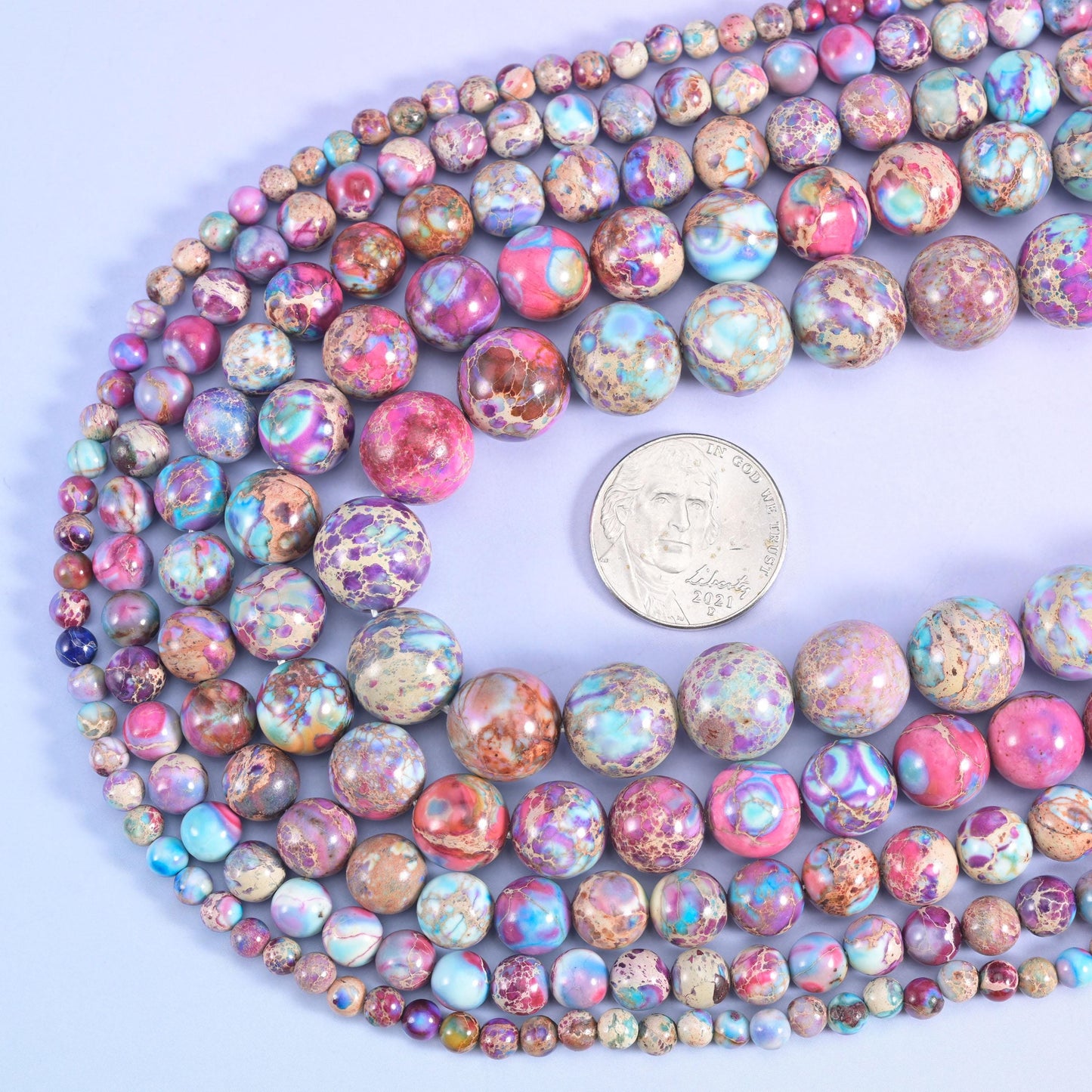 Purple Blue Sea Sediment Jasper Smooth Round Beads 4mm 6mm 8mm 10mm 12mm Jewelry Making 15.5 Inch Strand