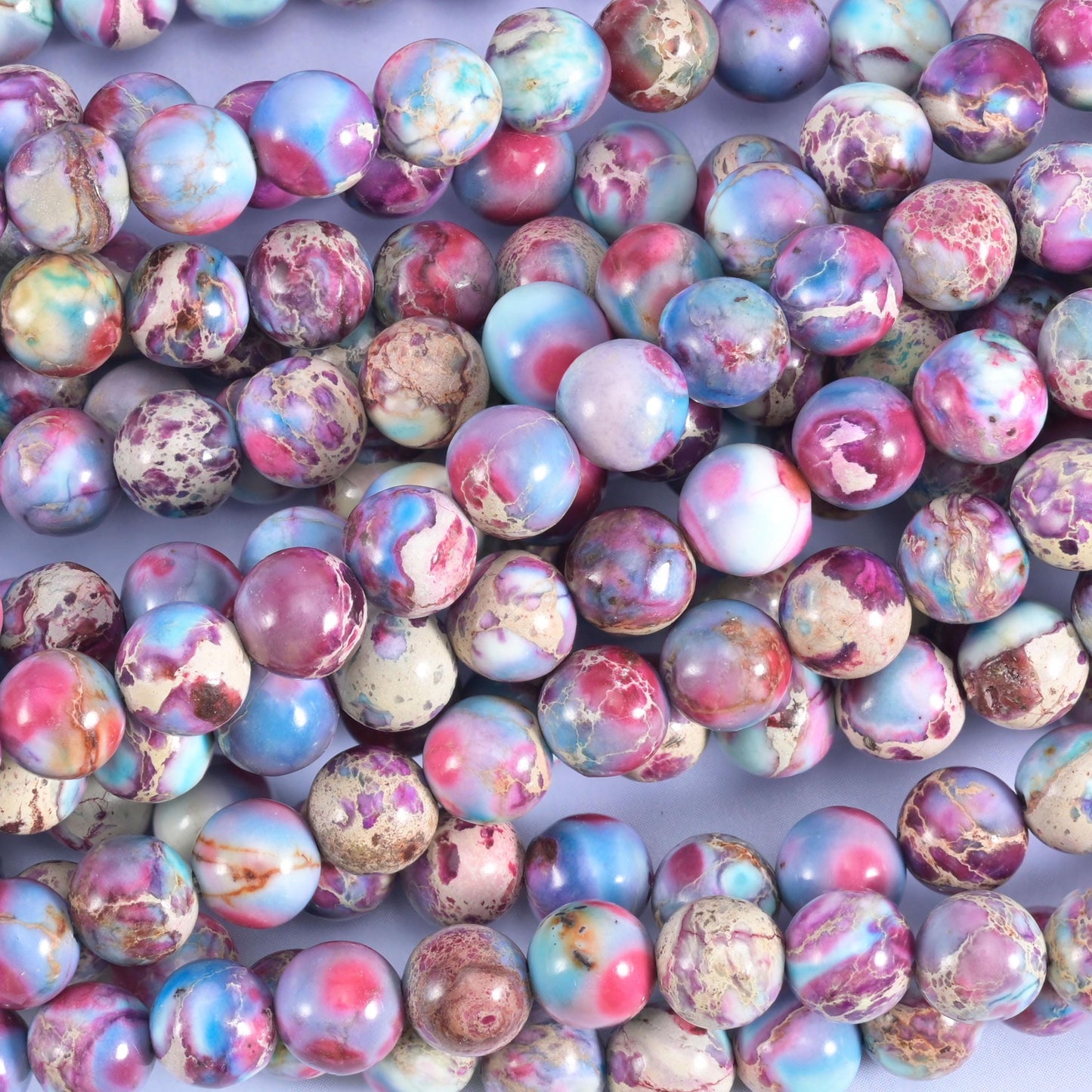 Purple Blue Sea Sediment Jasper Smooth Round Beads 4mm 6mm 8mm 10mm 12mm Jewelry Making 15.5 Inch Strand