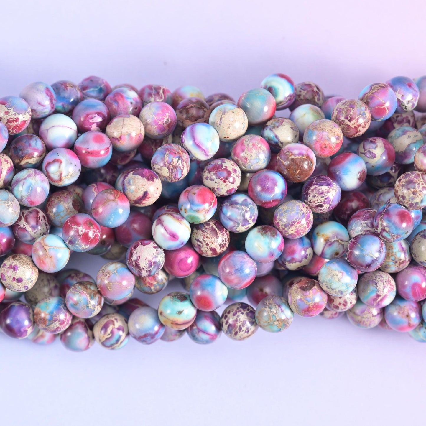 Purple Blue Sea Sediment Jasper Smooth Round Beads 4mm 6mm 8mm 10mm 12mm Jewelry Making 15.5 Inch Strand