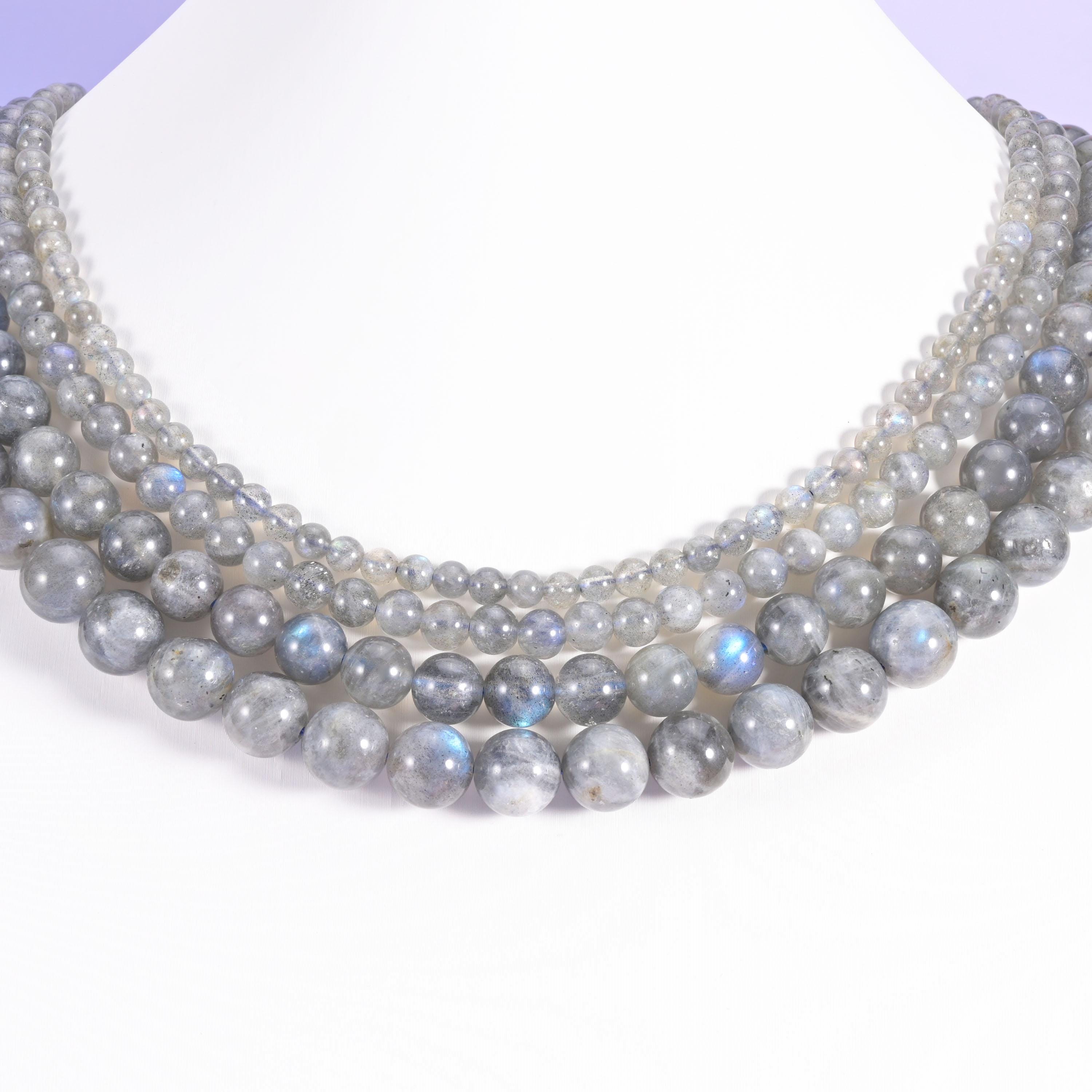White Labradorite Smooth Round Beads 4mm 6mm 8mm 10mm Jewelry Making 15.5 Inch Strand