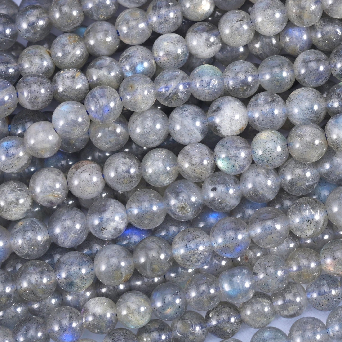 White Labradorite Smooth Round Beads 4mm 6mm 8mm 10mm Jewelry Making 15.5 Inch Strand