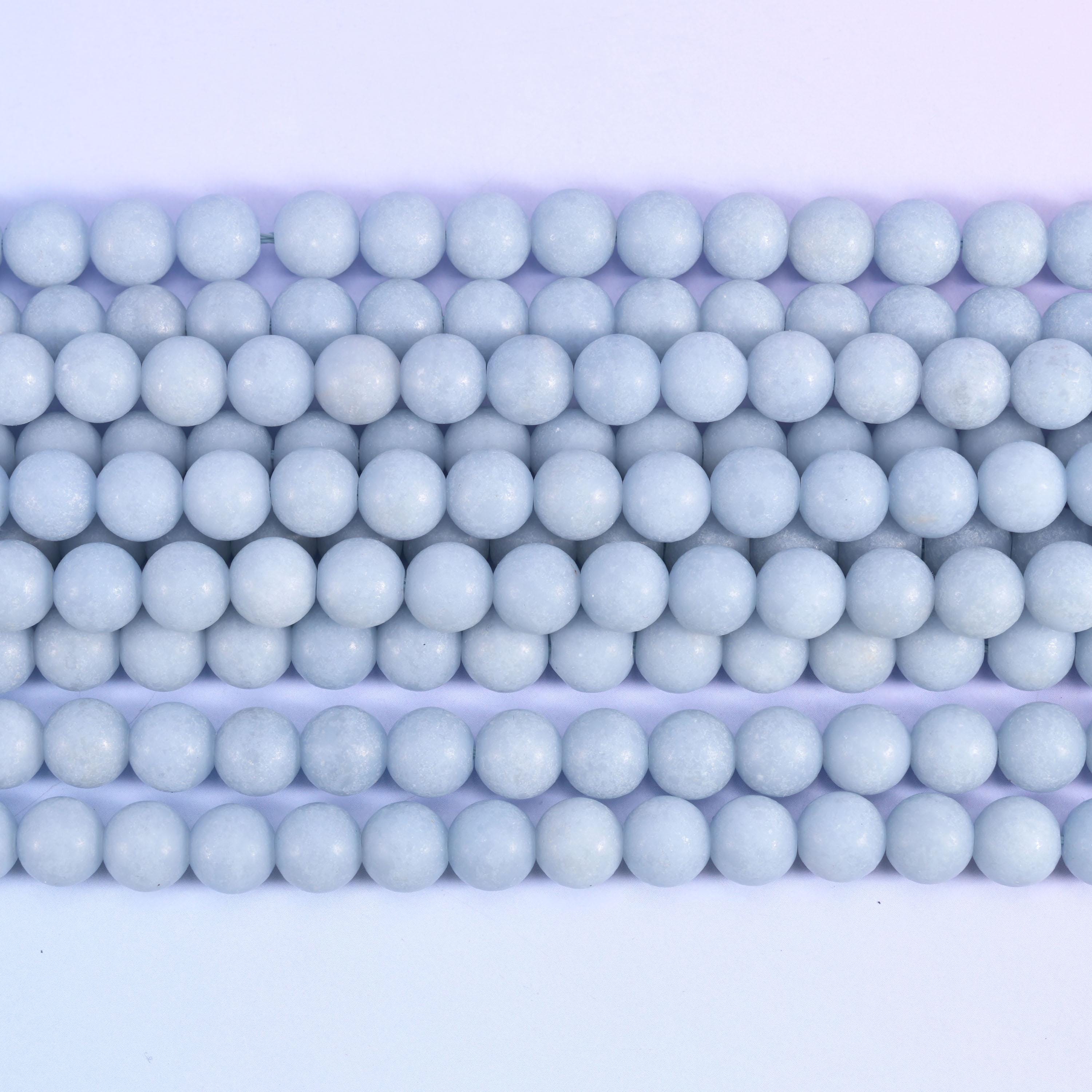 Angelite Matte Round Beads 4mm 6mm 8mm 10mm Jewelry Making 15 Inch Strand