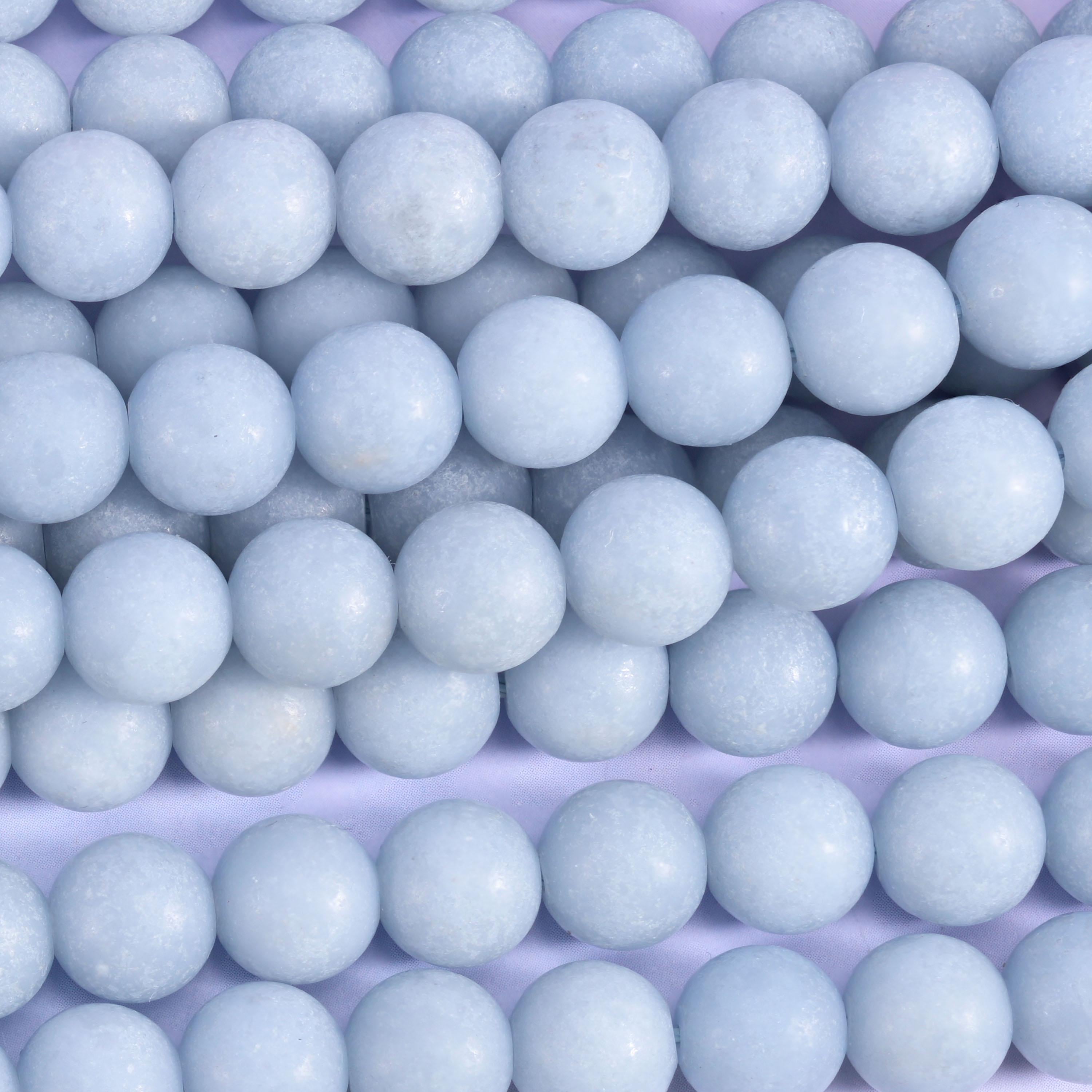 Angelite Matte Round Beads 4mm 6mm 8mm 10mm Jewelry Making 15 Inch Strand
