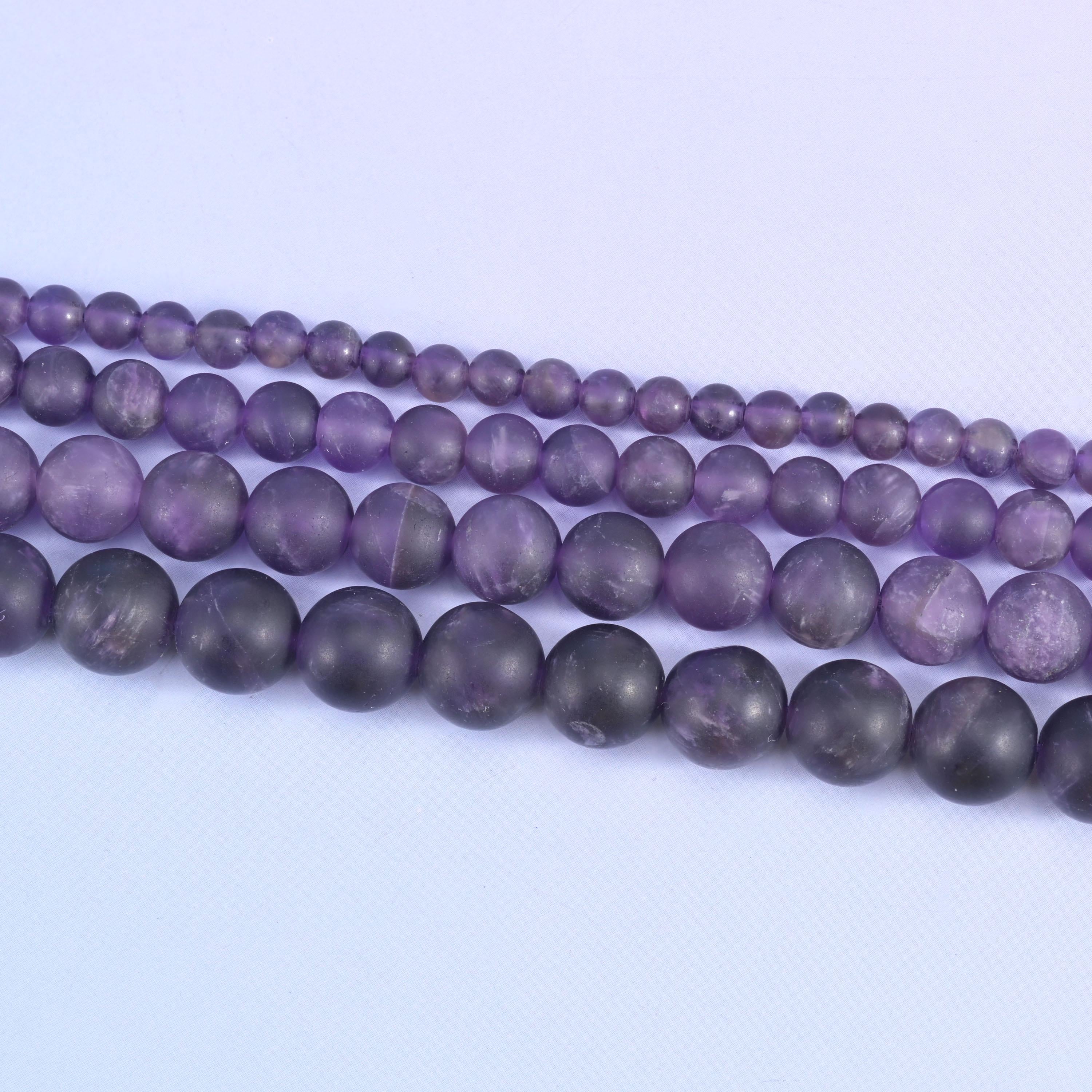 Amethyst Matte Round Beads 4mm 6mm 8mm 10mm Jewelry Making 15 Inch Strand