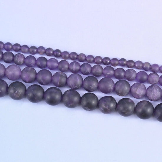 Amethyst Matte Round Beads 4mm 6mm 8mm 10mm Jewelry Making 15 Inch Strand