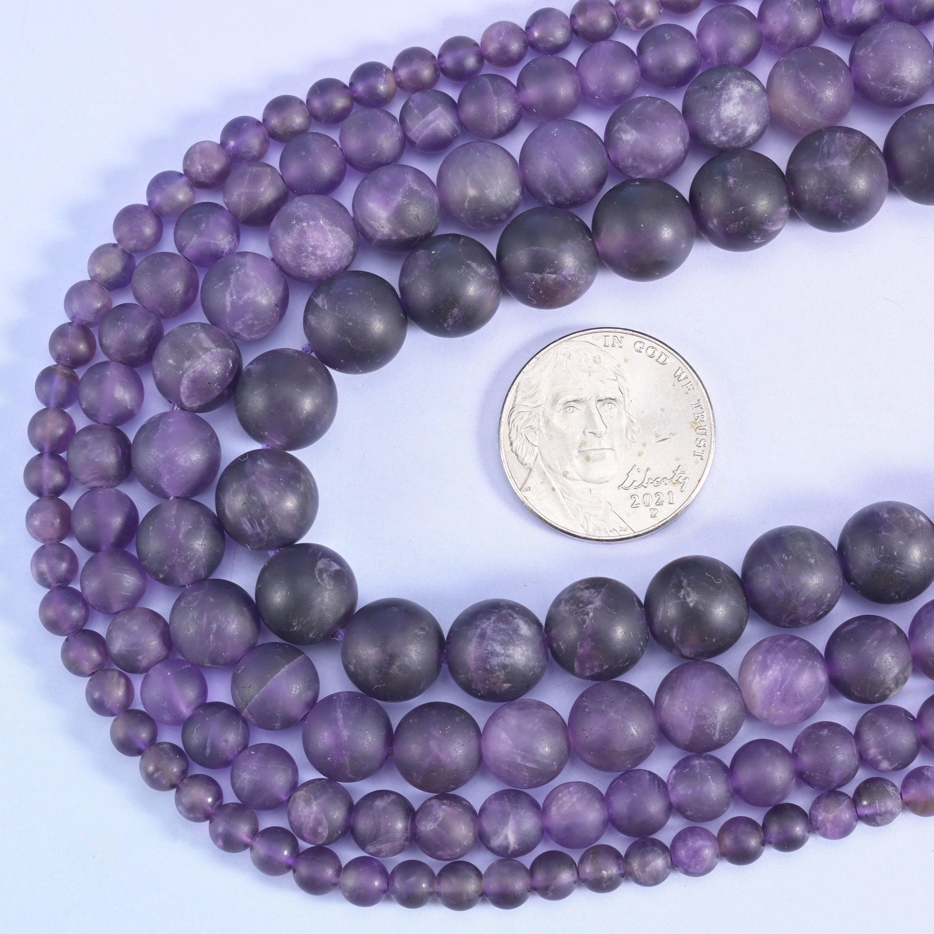 Amethyst Matte Round Beads 4mm 6mm 8mm 10mm Jewelry Making 15 Inch Strand