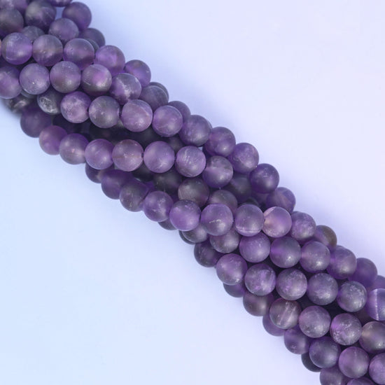 Amethyst Matte Round Beads 4mm 6mm 8mm 10mm Jewelry Making 15 Inch Strand
