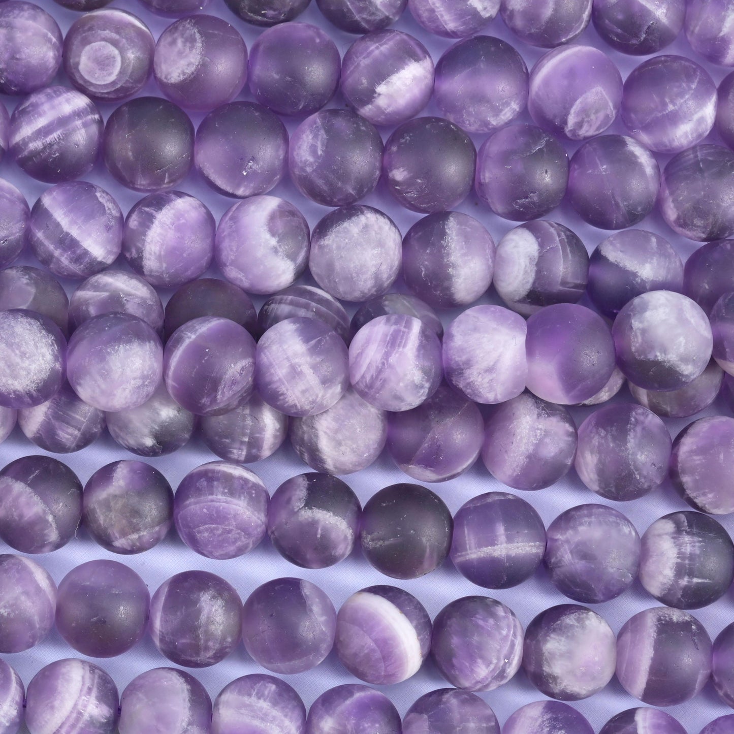 Chevron Amethyst Matte Round Beads 4mm 6mm 8mm 10mm Jewelry Making 15 Inch Strand