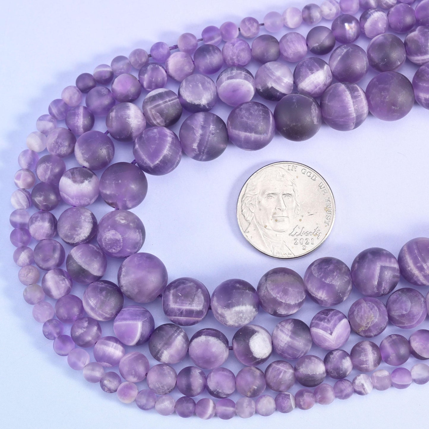 Chevron Amethyst Matte Round Beads 4mm 6mm 8mm 10mm Jewelry Making 15 Inch Strand