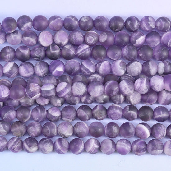Chevron Amethyst Matte Round Beads 4mm 6mm 8mm 10mm Jewelry Making 15 Inch Strand